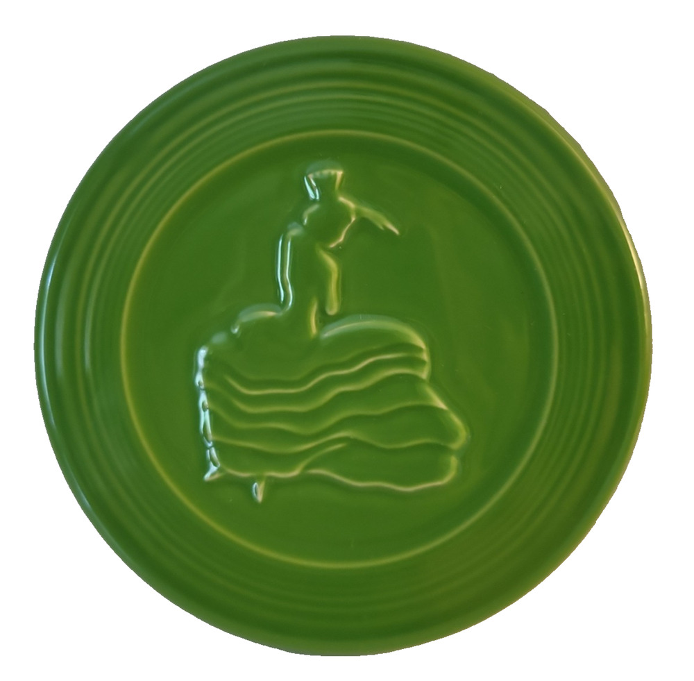 VTG Green Fiestaware Fiesta Trivet Dancing Lady 6" Homer Laughlin Lead Free USA
